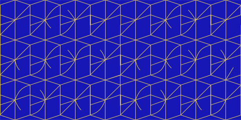 Patrón vector de geometría abstracto. Fondo azul geométrico moderno con textura dorada sin figuras para impresión o textil.