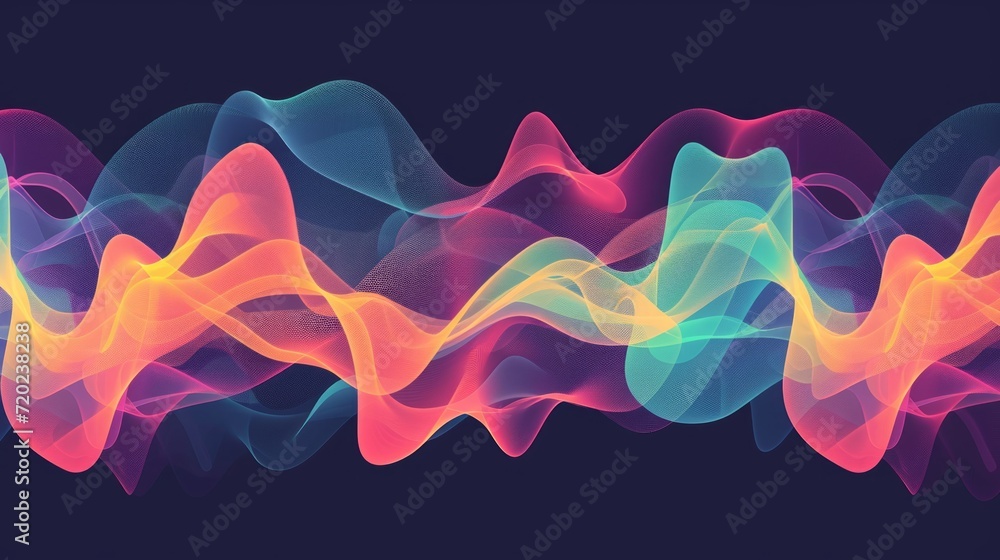 Aufkleber colored background of abstract sound wave. abstract flowing wavy, smoke lines. vibrant colorful digi