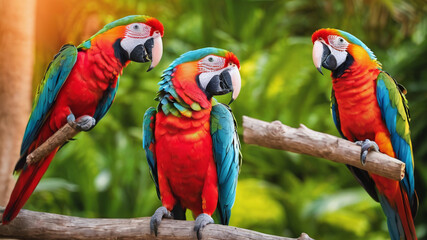 This specimen was a result of the crossbreeding of a great green macaw and a scarlet macaw
 - obrazy, fototapety, plakaty