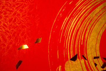 Chinese red paper and hand-painted golden lacquer create a beautiful background for the Year of the Dragon