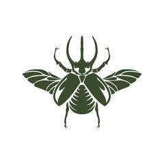 horned beetle illustration in silhouette style - obrazy, fototapety, plakaty