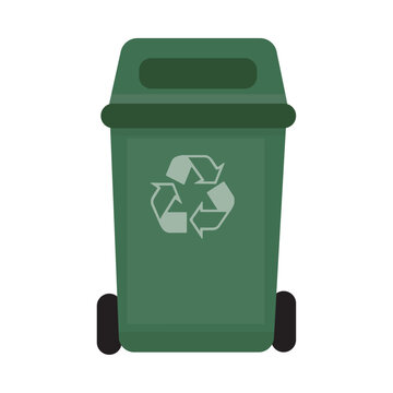 green recycle bin (glass). vector illustration. 
