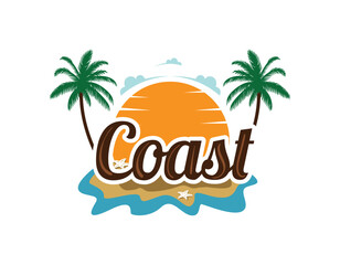 Fototapeta na wymiar Beach Sea Sunset Business Related Logo Design Template
