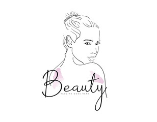 Beauty Woman Line Art Fashion Illustration Logo Design