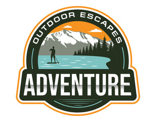 Circle Lake Adventures Emblem Logo Design Template