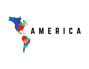 Colorful America Continent Logo Design Template