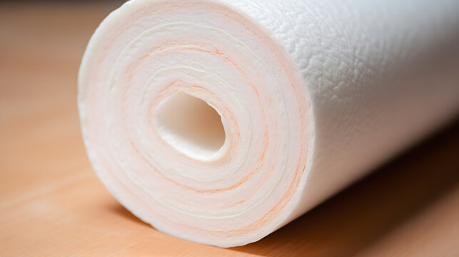 Un rouleau de papier absorbant blanc.