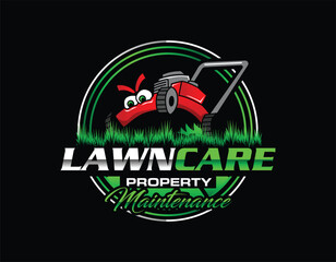 Lawn Care Emblem Business Logo Design Template