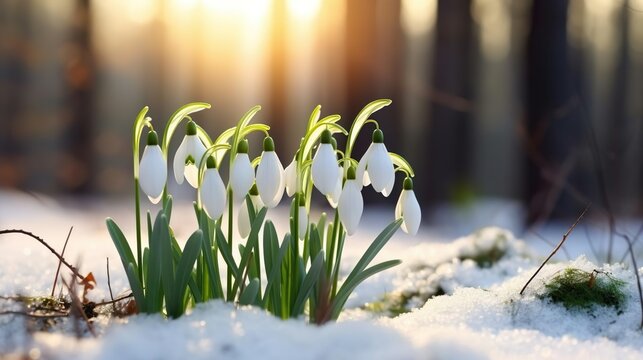 Snowdrop flower growing