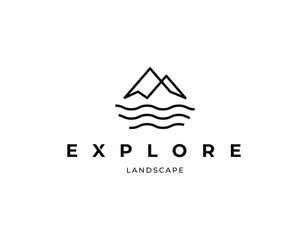 Simple Monogram Landscape Logo Design Template