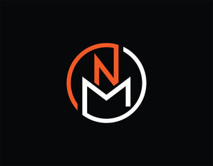 Simple Red Rounded Initial Letter NM Logo Design Template