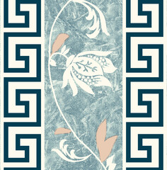 GReek seamless floral pattern design for fabric graphic art work desihn.