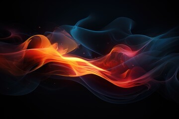 Abstract music illustration with colored sound wave and smoke