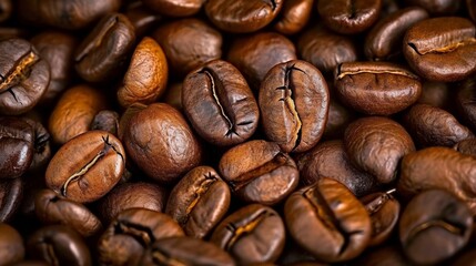 Naklejka premium Background with coffee beans. The process of making coffee.