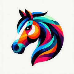 flat vector logo of "horse" ,horse logo ,horse illustration ,colorful horse