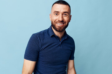 Portrait caucasian adult white cheerful background background happy men guy person face men isolated young