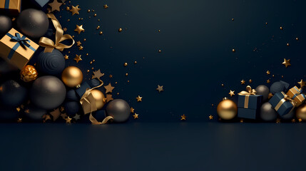 Fototapeta premium Luxurious Christmas balls on glowing bokeh background, Christmas and New Year minimalistic background