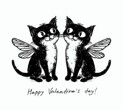 Cat  Love I love you darling sweet charm kiss your heart Happy Valentine's Day