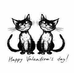 Cat  Love I love you darling sweet charm kiss your heart Happy Valentine's Day