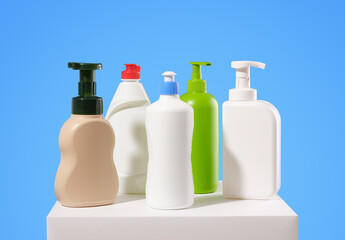 Dish detergent dispensers. Concept of cleanliness.