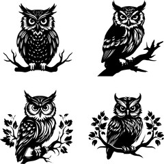 owl silhouette, owl png, owl svg, bird png, bird svg, owl vector, bird vector, animal, cartoon, owl, set, vector, bird, icon, cat, illustration, dog, cute, baby, funny, head, fun, bear, character, pan