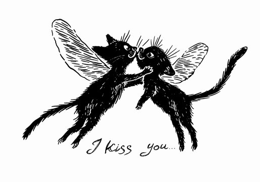 Cat  Love I love you darling sweet charm kiss your heart Happy Valentine's Day