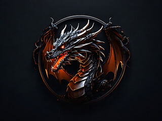 flat vector logo of "dragon " ,dragon logo ,dragon illustration