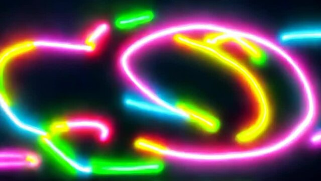Seamless VJ loop, beautiful neon background for DJs, abstract dynamic screen