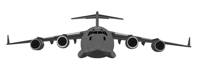 Boeing C-17 Military Cargo Aircraft Front View Vector Drawing - obrazy, fototapety, plakaty