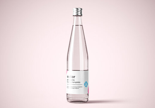 Clear Glass Water Bottle Mockup