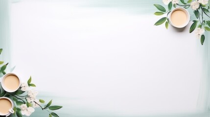 Milk oolong tea, tea leaves, top view, white background, copy space