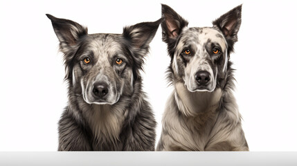 Border Collie dogs in front of a white background