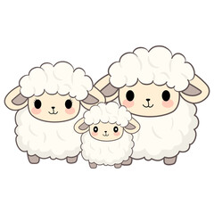 sheep, cartoon, cute, animal, illustration, vector, character, farm, happy, baby, funny, design, isolated, graphic, white, nature, set, lamb, sweet, art, drawing, wild, wool, collection, fun, cow,