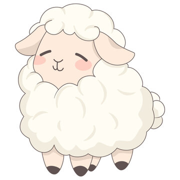 sheep, cartoon, cute, animal, illustration, vector, character, farm, happy, baby, funny, design, isolated, graphic, white, nature, set, lamb, sweet, art, drawing, wild, wool, collection, fun, cow,