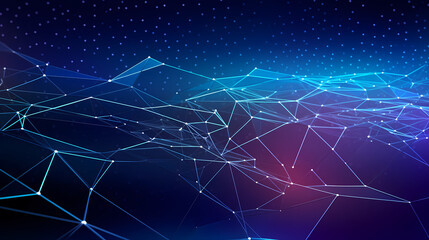 Futuristic technology background of digital glowing waves and network system