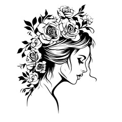 woman line art, line art, mandala art, girl outline, drawing, outline, woman, hair, face, beauty, vector, flower, fashion, illustration, floral, head, art, silhouette, sketch, flowers, nature, design,