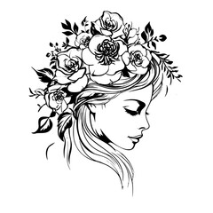 woman line art, line art, mandala art, girl outline, drawing, outline, woman, hair, face, beauty, vector, flower, fashion, illustration, floral, head, art, silhouette, sketch, flowers, nature, design,