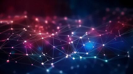 Fototapeta premium Futuristic technology background of digital glowing waves and network system