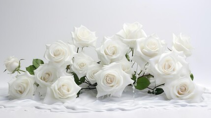Obraz na płótnie Canvas Elegant Roses on Pristine White for Serene Morning