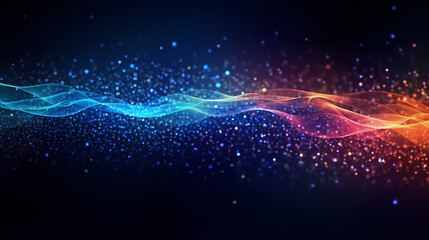 Obraz premium Futuristic technology background of digital glowing waves and network system