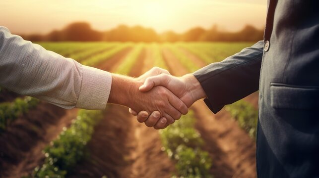 Farmer and Business man shaking hands