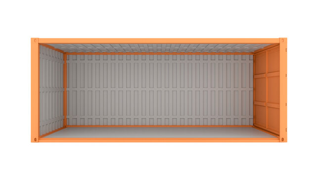 3d illustration of cargo container with side open view in transparent background. open cargo container in png