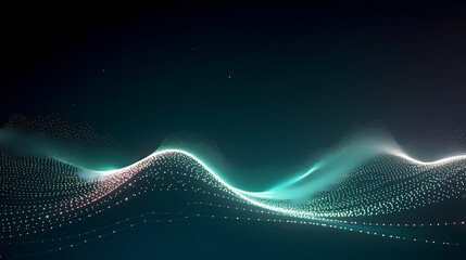 Futuristic technology background of digital glowing waves and network system