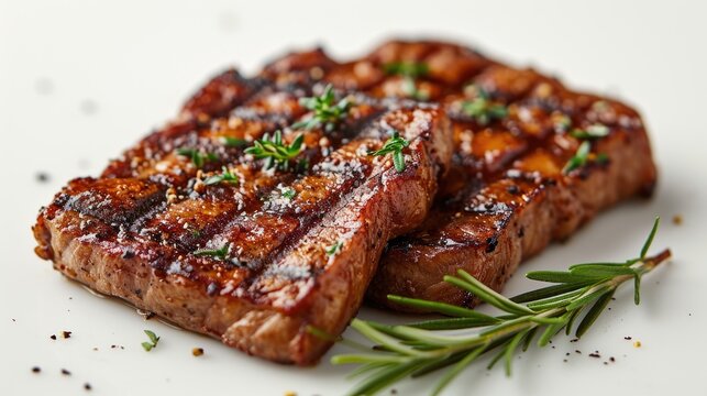 A Grill Pork Chops steaks on white background high resolution
