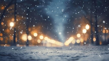 Fototapeta na wymiar Illumination and snow blurred background