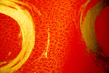 Chinese red paper and hand-painted golden lacquer create a beautiful background for the Year of the Dragon