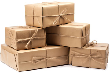 Brown Gift Packaging Box with Present - Blank Delivery Craft Container Shipping Storage Mail Post.