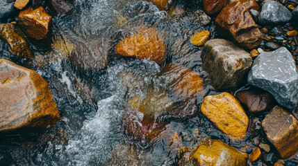 Obraz premium The water of a river flowing between stones