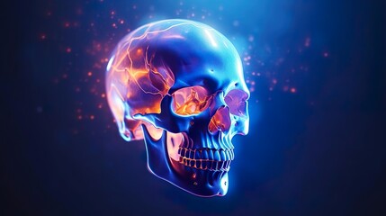 Skull hologram study in science. Background