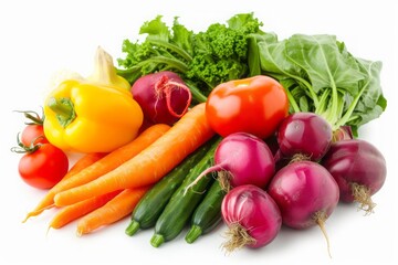 Vibrant vegetables isolated on a white background